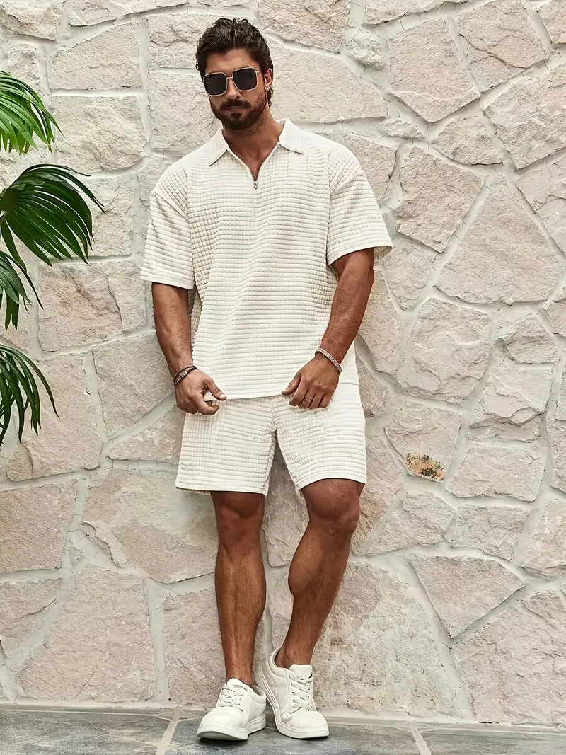 Mens V Neck Top and Shorts Set