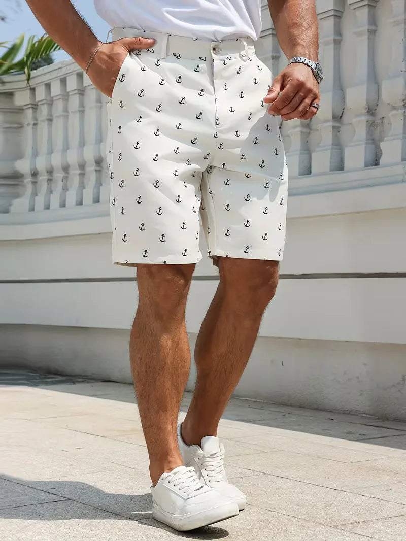 Mens Anchor Print Shorts Straight Fit