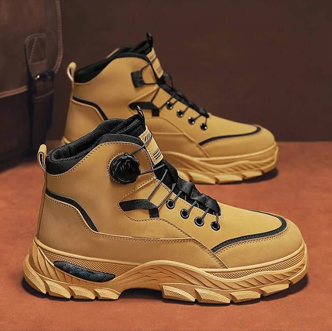 Men's Work Boots Rugged Heavy Duty Strap Anti Slip Sole