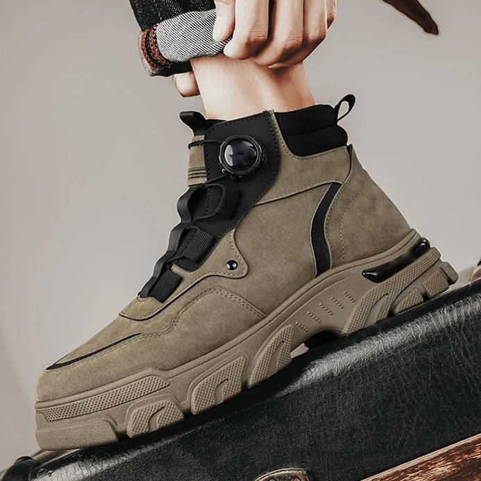 Men's Work Boots Rugged Heavy Duty Strap Anti Slip Sole