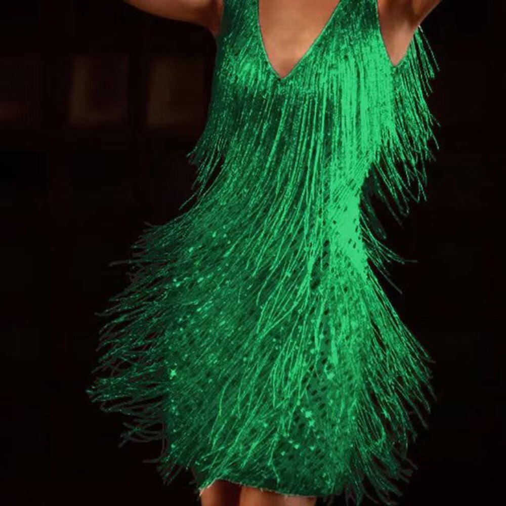 Womens Cocktail Mini Dress Fringe Sequin