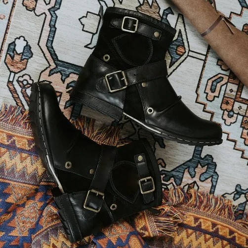 Men's Ankle Boots Vintage Buckle Slip On Leather Casual