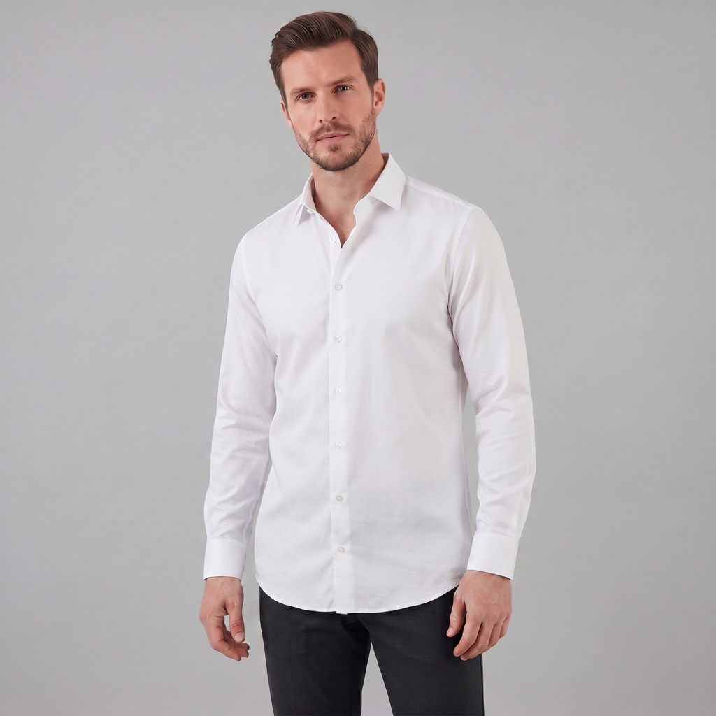 Mens Dress Shirt Slim Fit Long Sleeve Point Collar