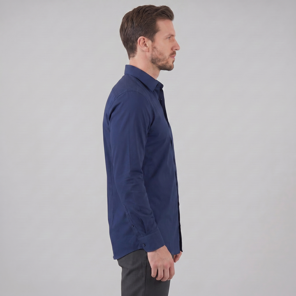 Mens Dress Shirt Slim Fit Long Sleeve Point Collar