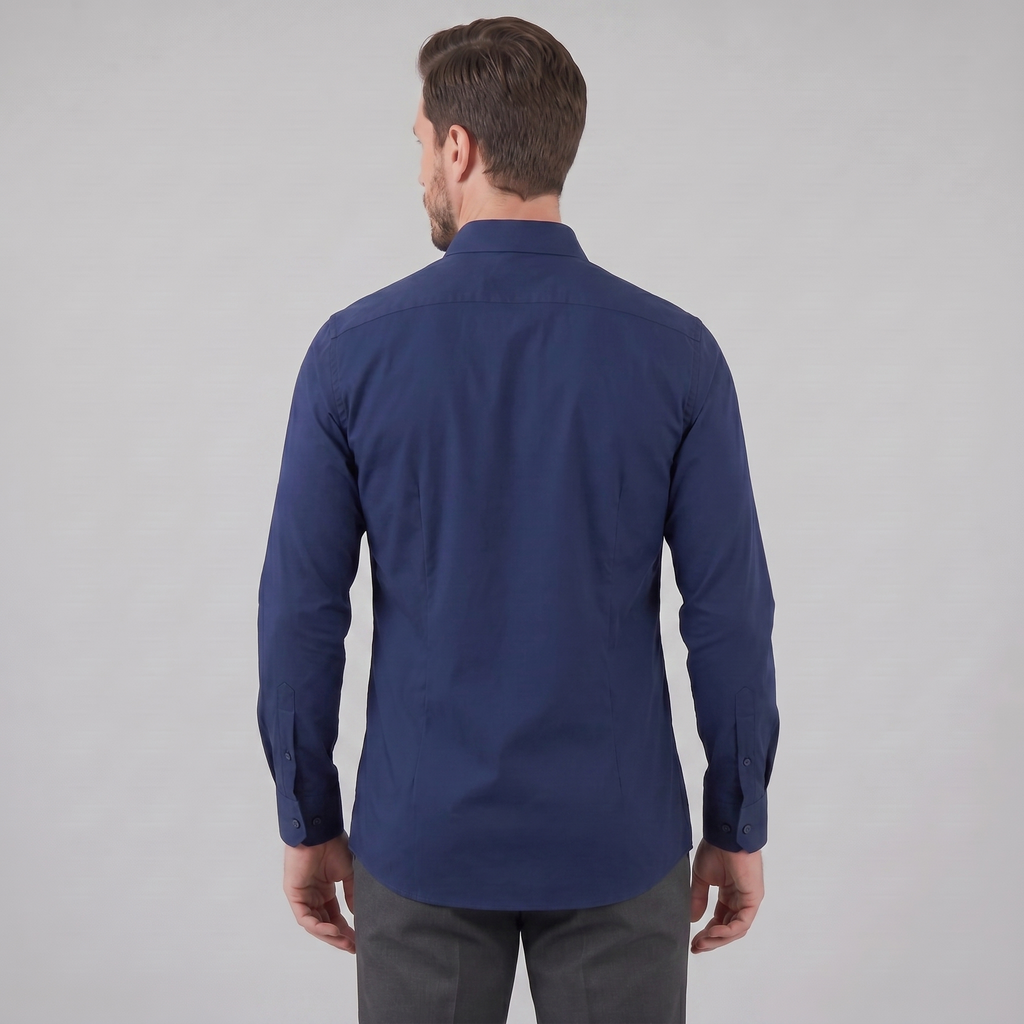 Mens Dress Shirt Slim Fit Long Sleeve Point Collar