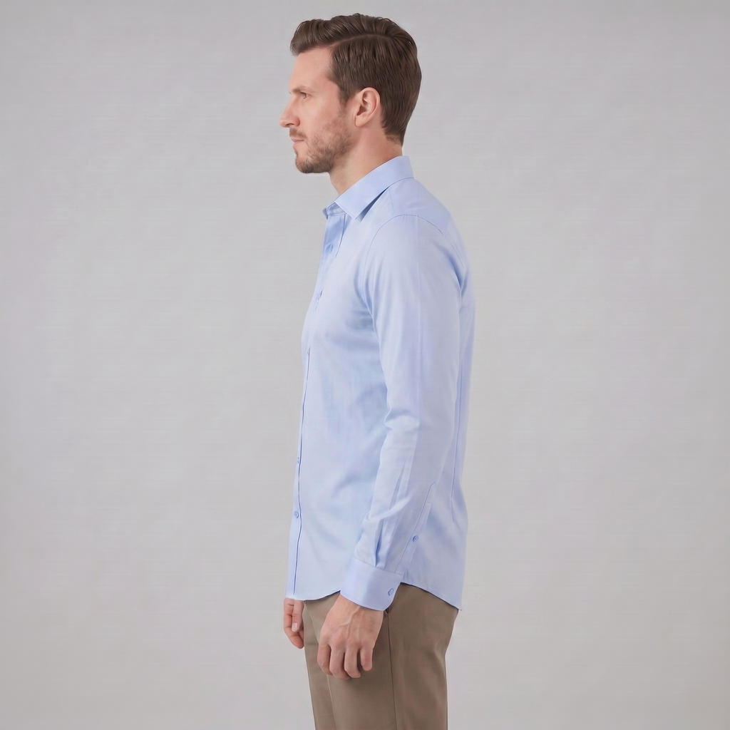 Mens Dress Shirt Slim Fit Long Sleeve Point Collar