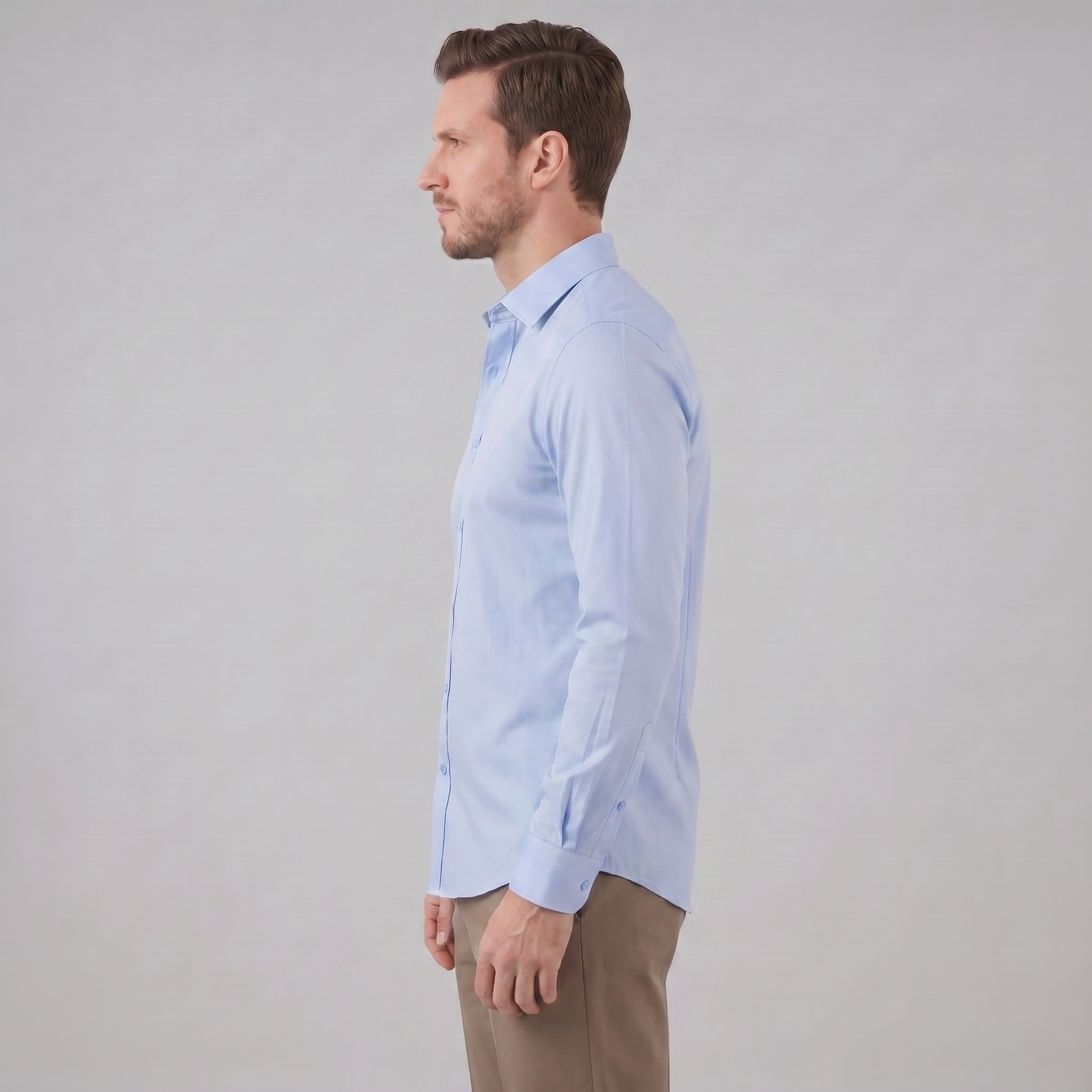 Mens Dress Shirt Slim Fit Long Sleeve Point Collar