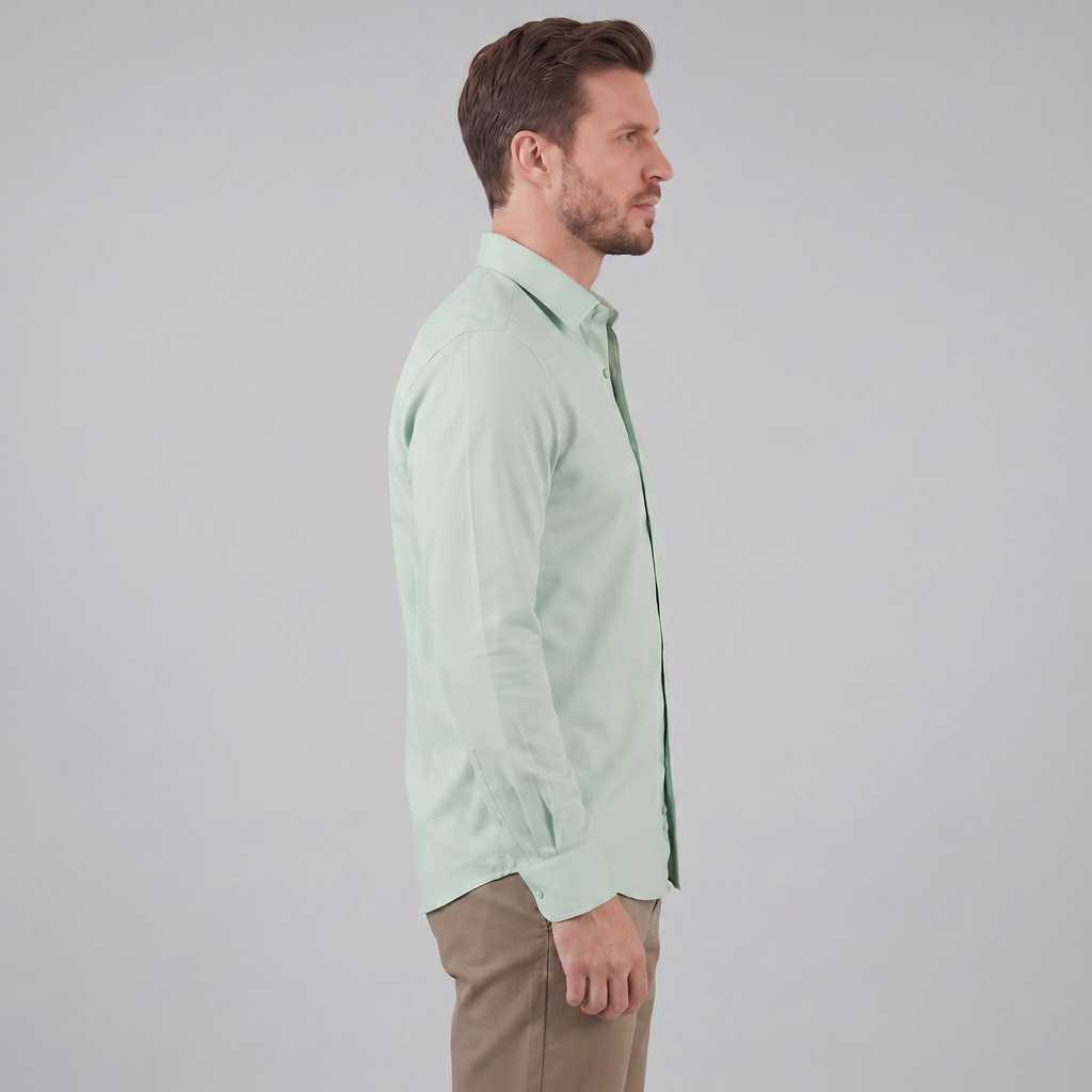 Mens Dress Shirt Slim Fit Long Sleeve Point Collar