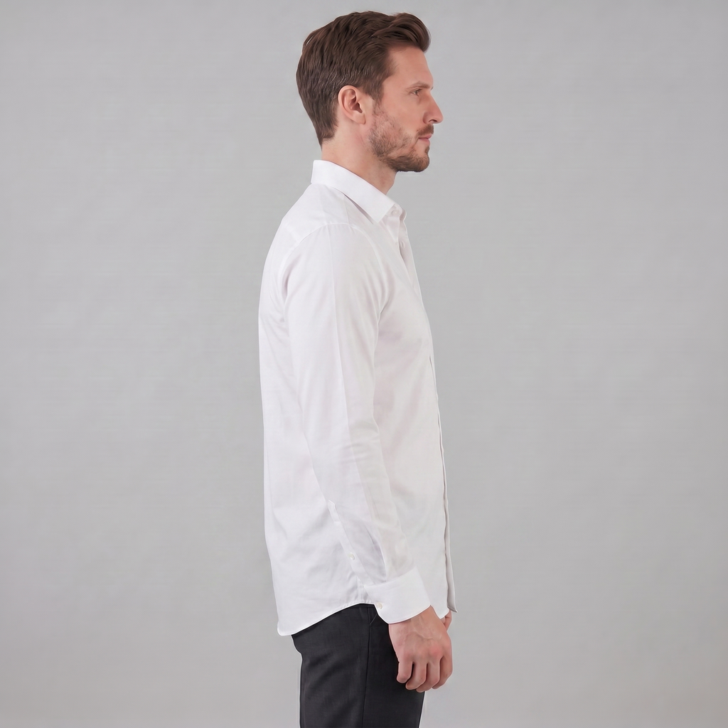 Mens Dress Shirt Slim Fit Long Sleeve Point Collar