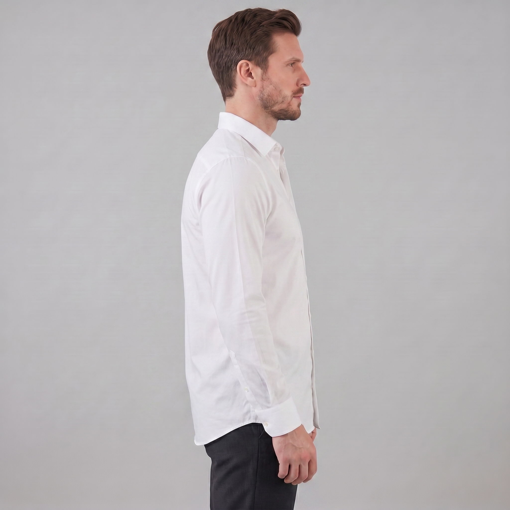Mens Dress Shirt Slim Fit Long Sleeve Point Collar