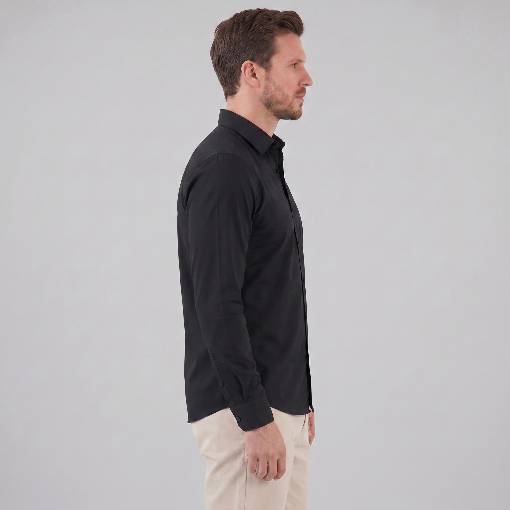 Mens Dress Shirt Slim Fit Long Sleeve Point Collar