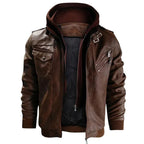 Men's Jacket Removable Hood Stand Collar Zip Up Casual