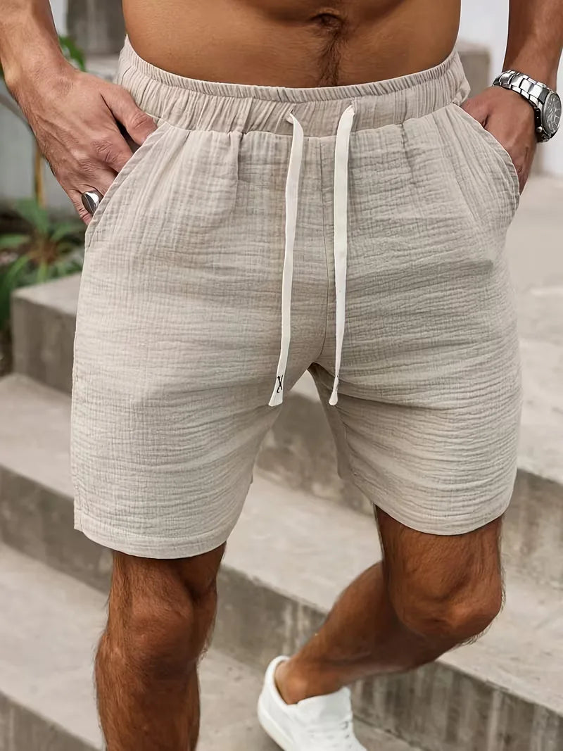 Mens Casual Shorts Elastic Waist Drawstring