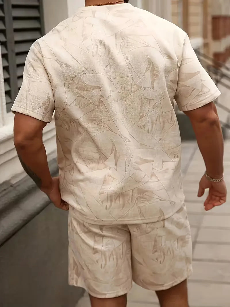 Mens Abstract Print Shirt and Shorts Set