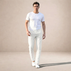 Men's Linen Summer Pants Regular Fit Breathable Fabric Elastic Waist