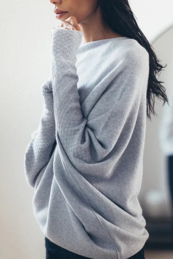 Women's Asymmetric Draped Sweater Oversized Turtleneck Knit