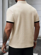 Mens V Neck Polo Jacquard Pattern