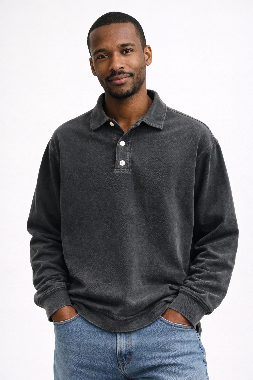 Mens Quarter Zip Polo Long Sleeve Five Color