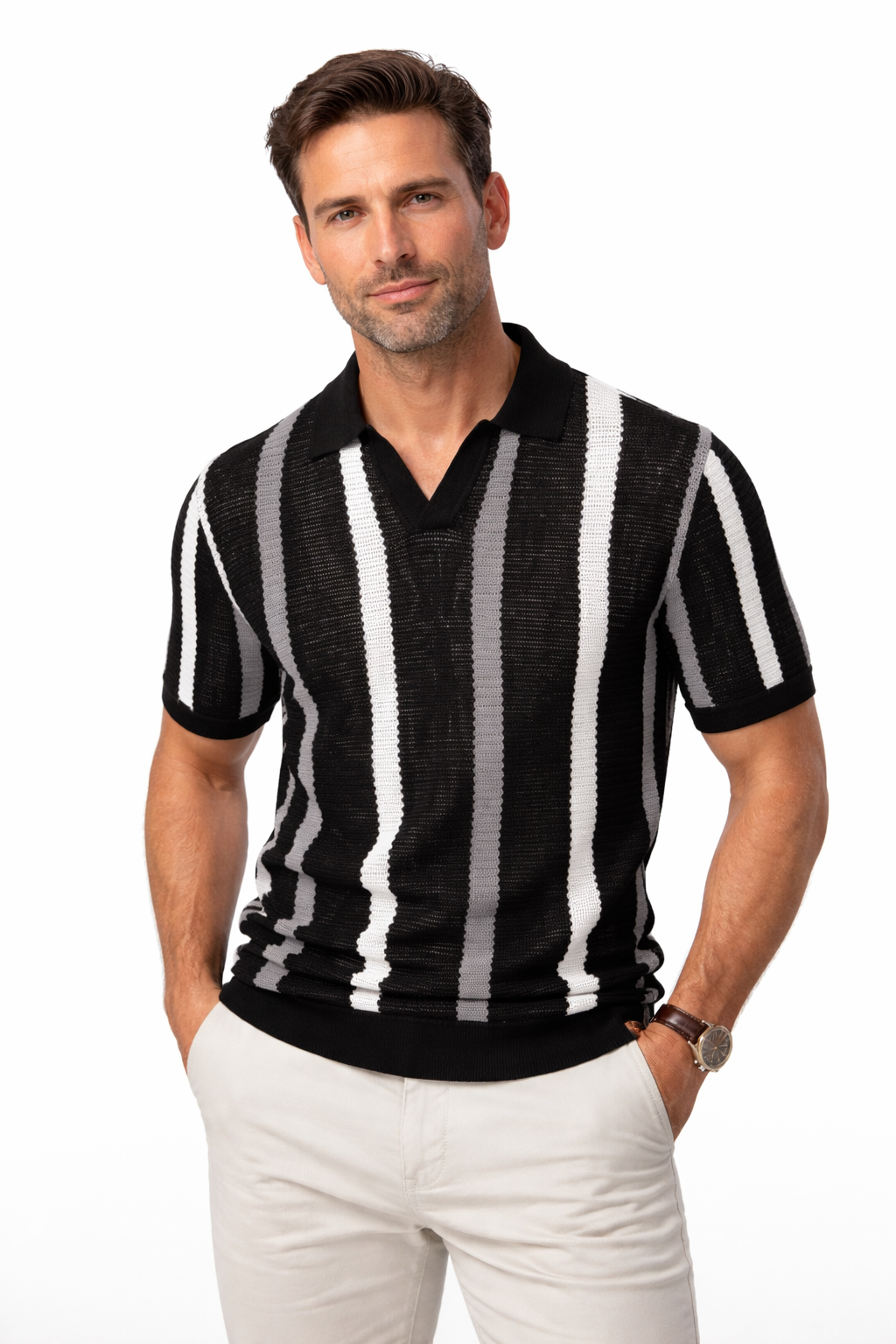 Mens Linen Resort Polo Short Sleeve Four Color