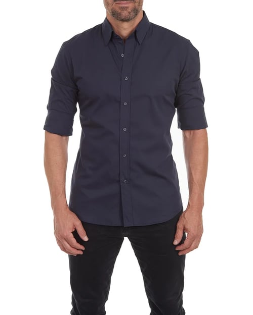 Mens Oxford Shirt Slim Fit Stretch Zip Closure Five Color