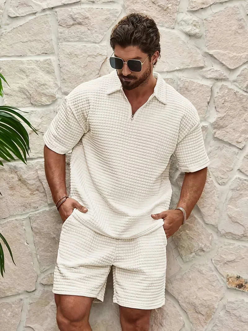 Mens V Neck Top and Shorts Set