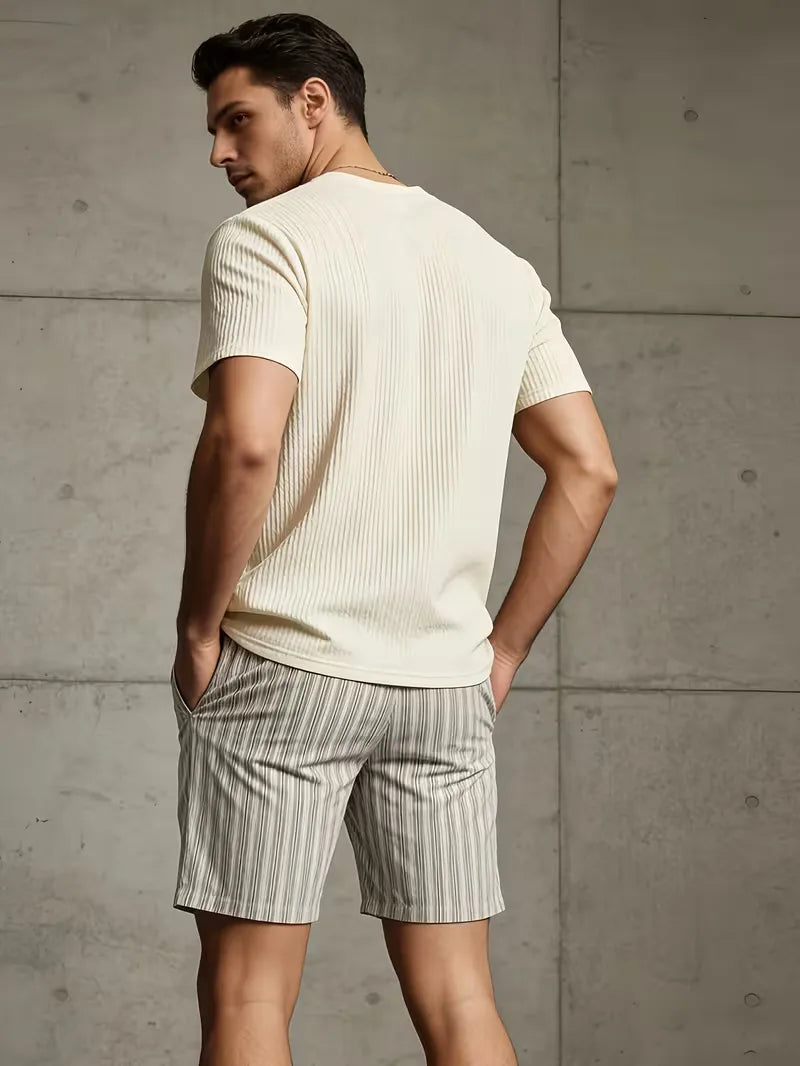 Mens Vertical Stripe Shorts Drawstring