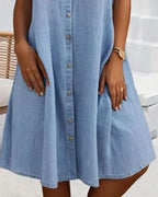 Denim Look Shirt Dress Button-Down