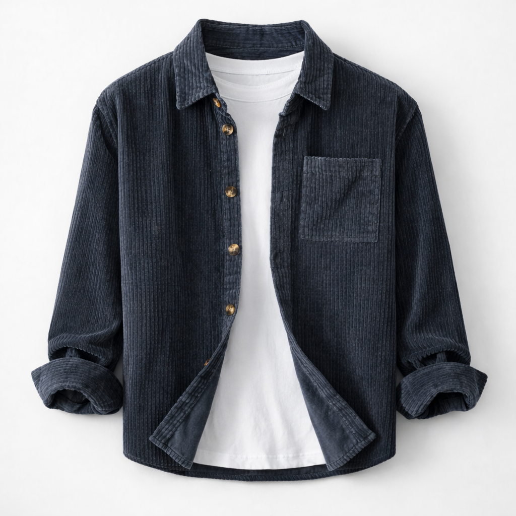Mens Ribbed Knit Shirt Long Sleeve Three Color