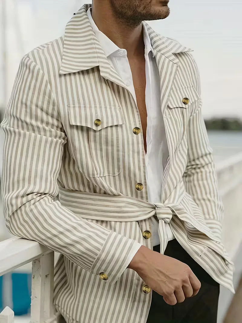 Mens Striped Casual Shirt Slim Fit