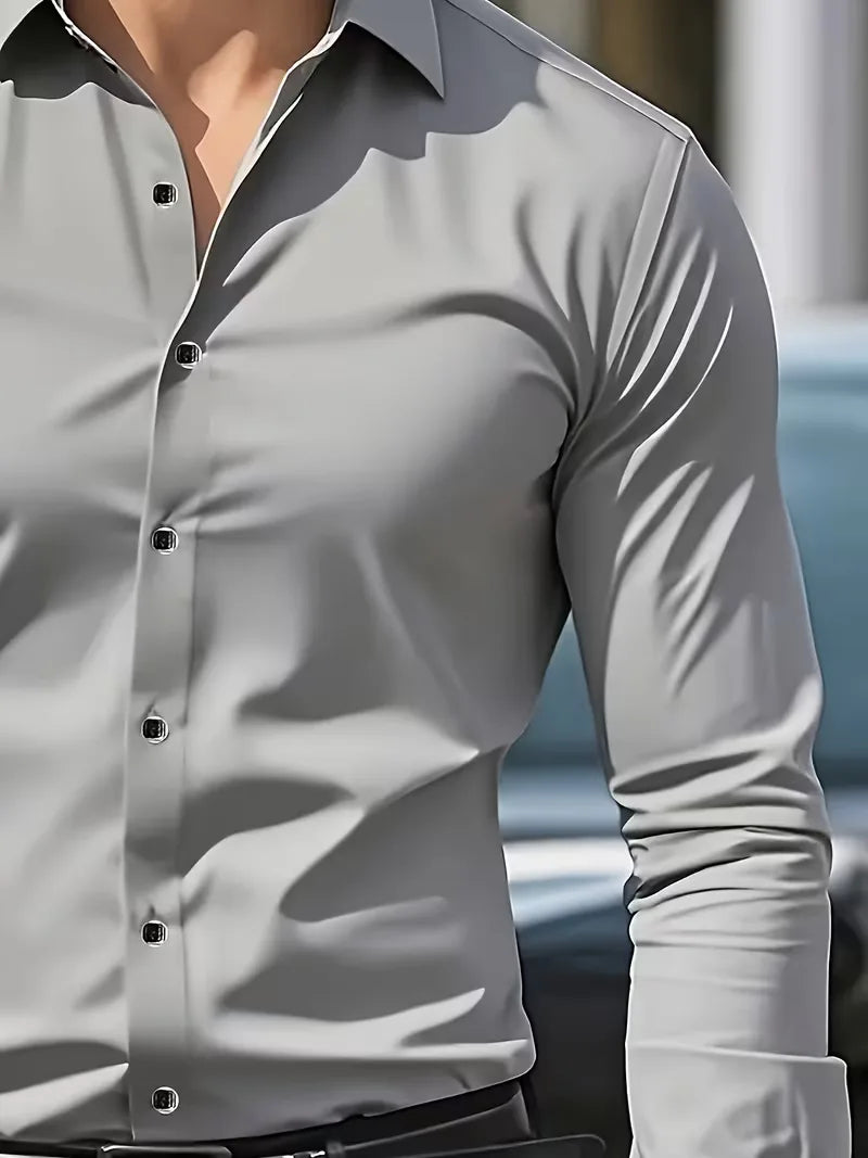 Mens Slim Fit Mandarin Collar Shirt