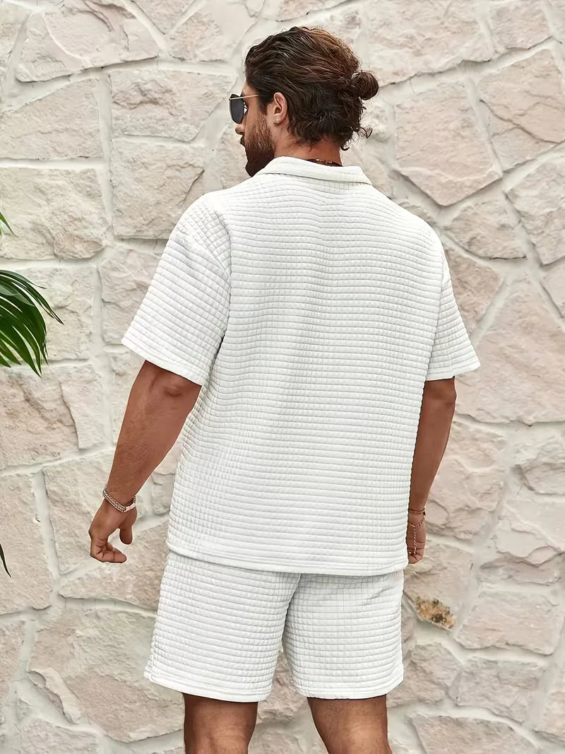 Mens V Neck Top and Shorts Set