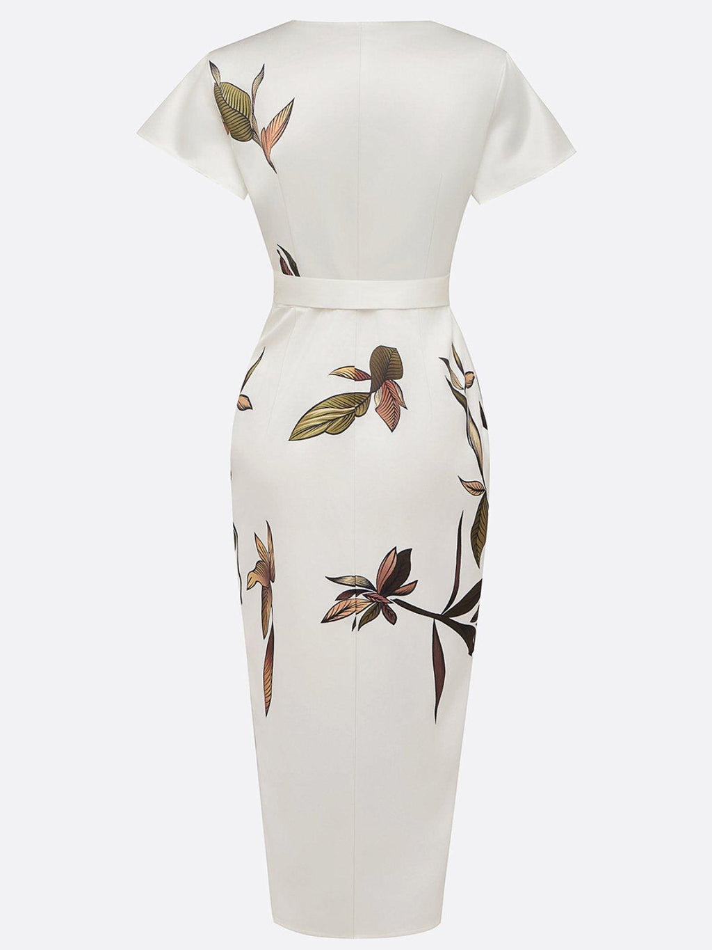 Wrap Dress V-Neck Flutter Sleeve Ribbon Belt Floral