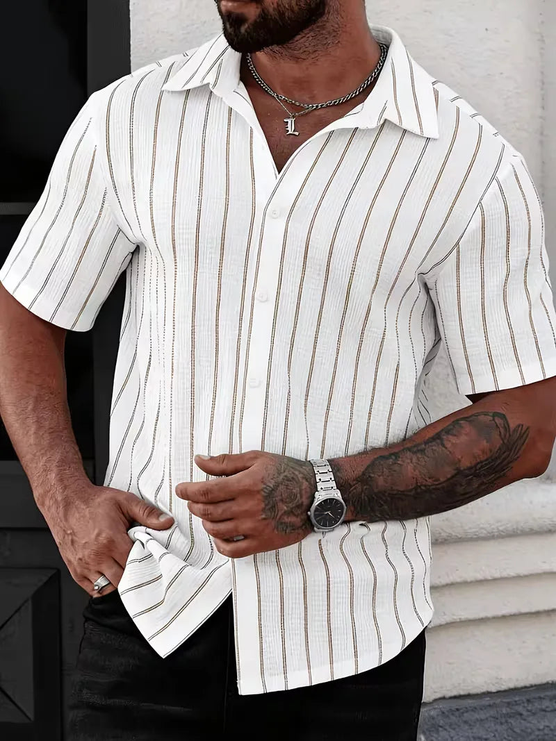 Mens Two Tone Vertical Stripe Shirt