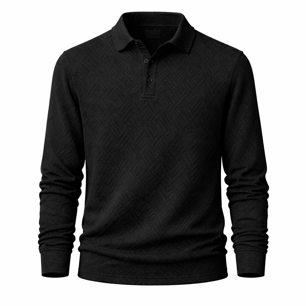 Mens Polo Long Sleeve Textured Five Color