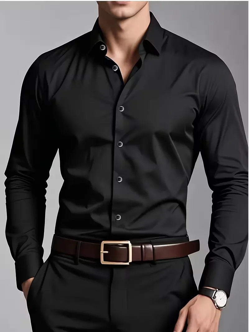 Mens Slim Fit Mandarin Collar Shirt