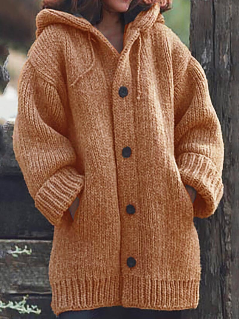 Women's Long Cardigan Hooded Oversized Knit Open Front Layering