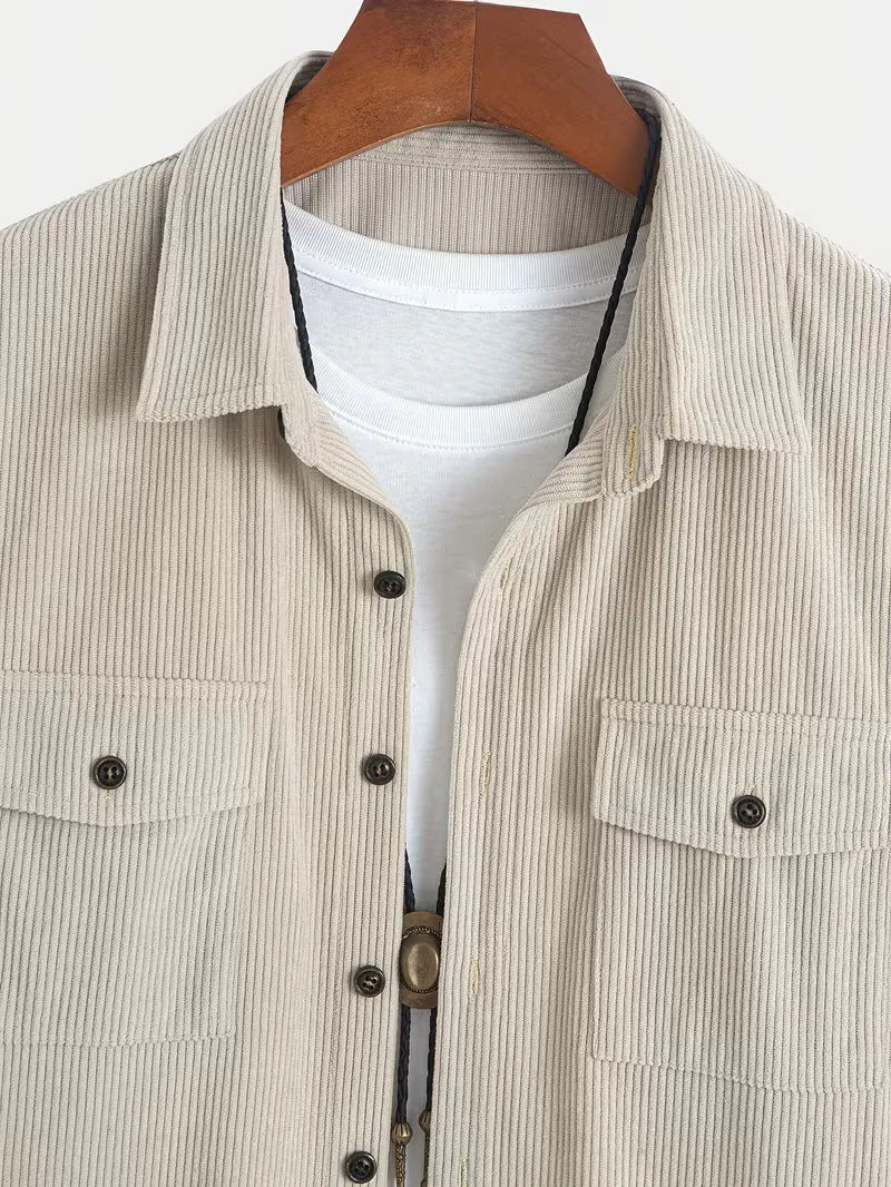 Mens Button-Up Shirt and Cargo Shorts Set