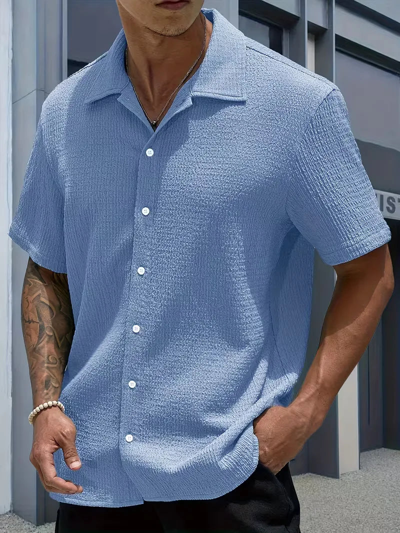 Mens Short Sleeve V Neck Shirt Casual