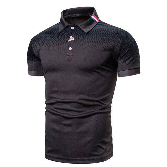 Mens Short Sleeve Polo Shirt Ribbed Collar