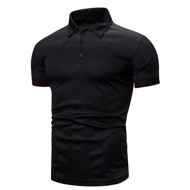 Mens Short Sleeve Polo Shirt Ribbed Collar