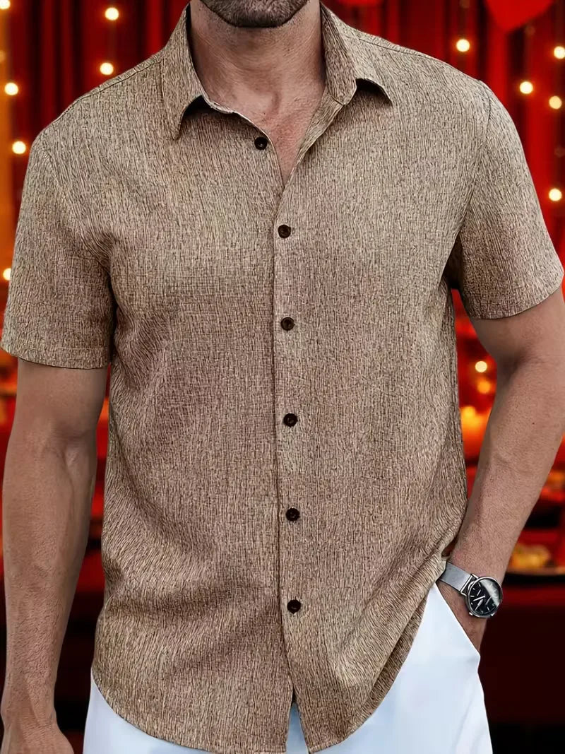 Mens V Neck Short Sleeve Shirt Regular Fit