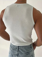 Ribbed Gym Tank Top Slim Fit Breathable Workout