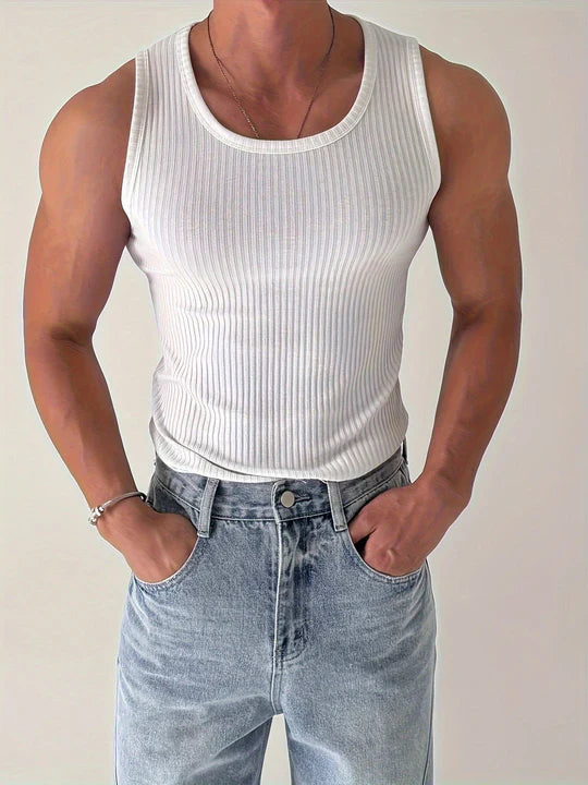 Ribbed Gym Tank Top Slim Fit Breathable Workout