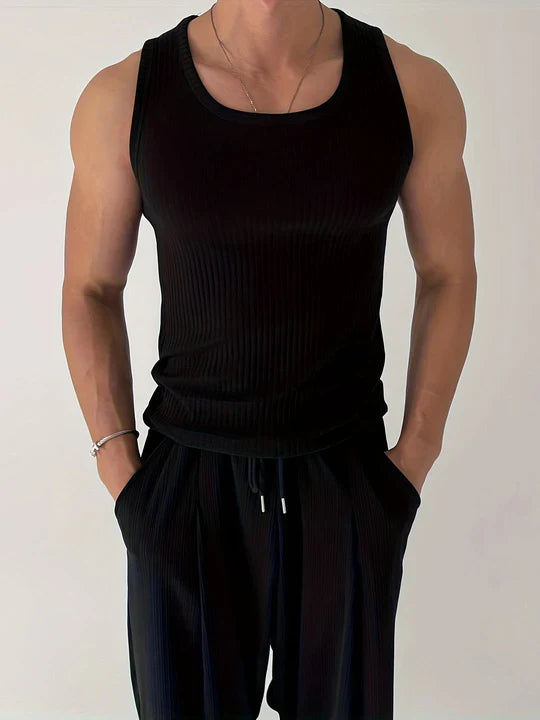 Ribbed Gym Tank Top Slim Fit Breathable Workout