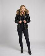 Women's Puffer Coat Fur Hood Padded Winter Warm Zip Up