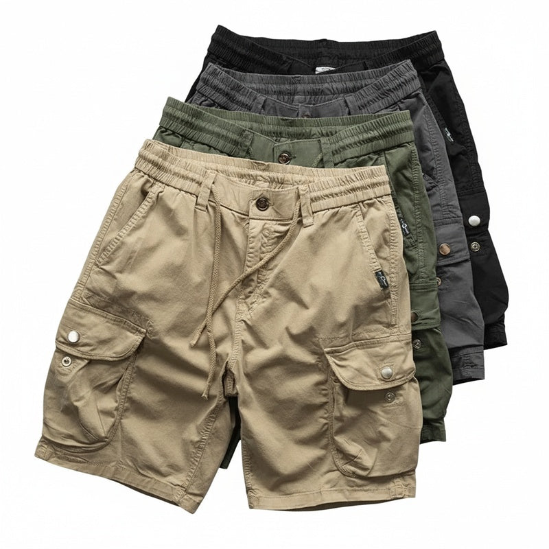 Mens Cargo Shorts Elastic Waist Side Pocket Drawstring