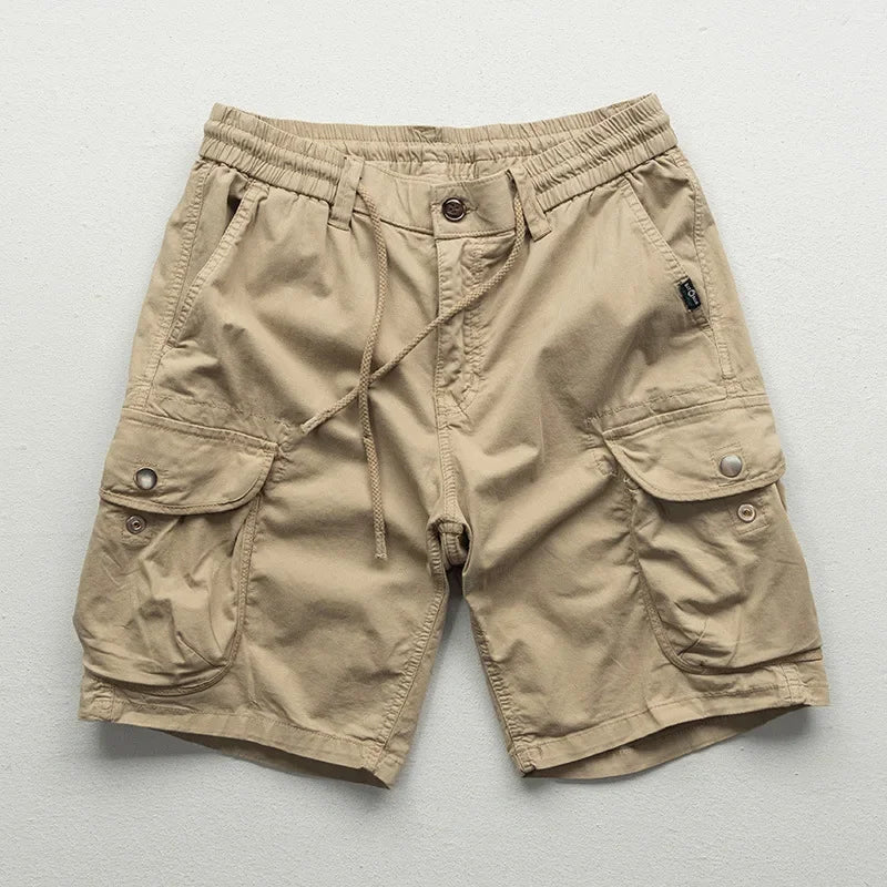 Mens Cargo Shorts Elastic Waist Side Pocket Drawstring