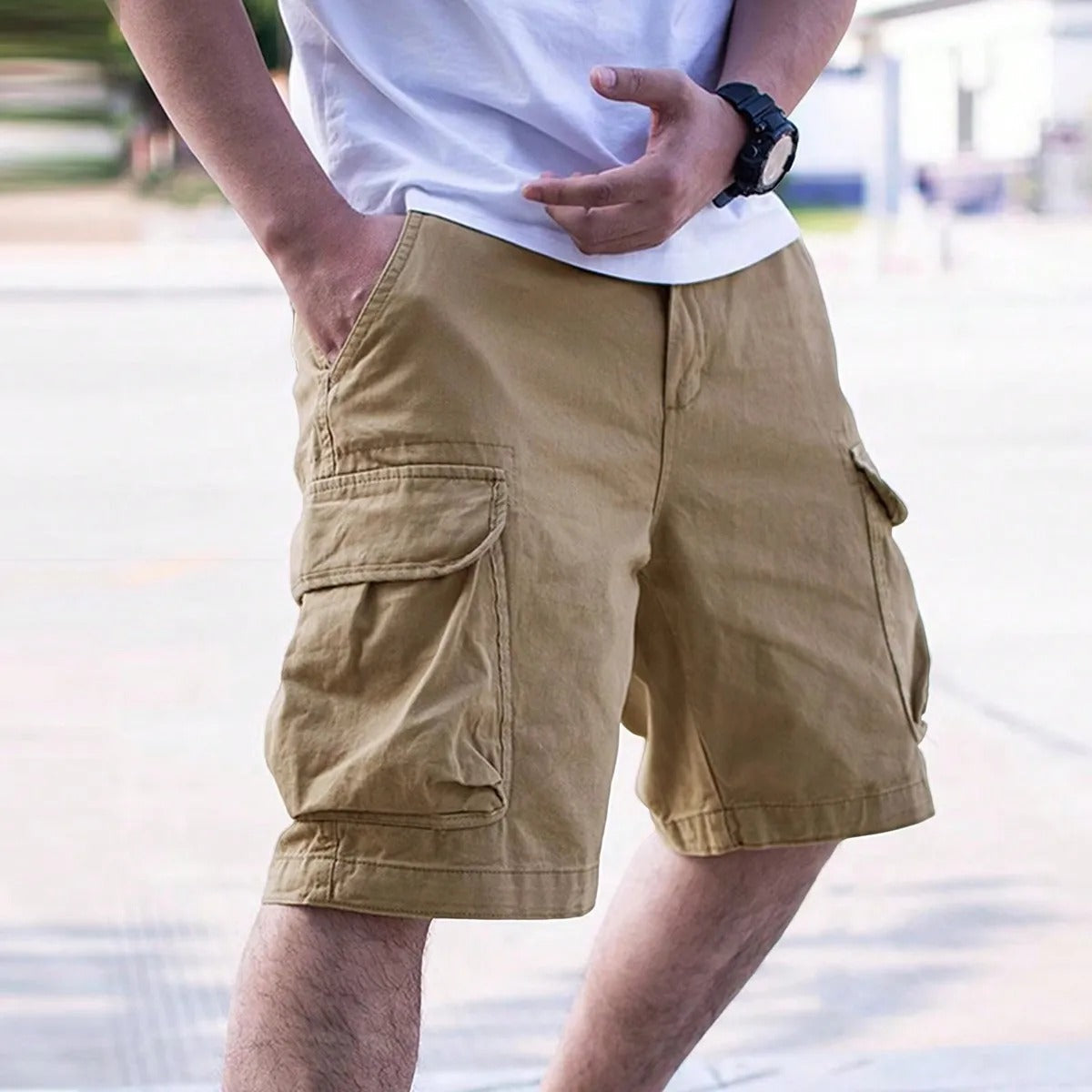 Mens Cargo Shorts Regular Fit Multi Pocket Three Color