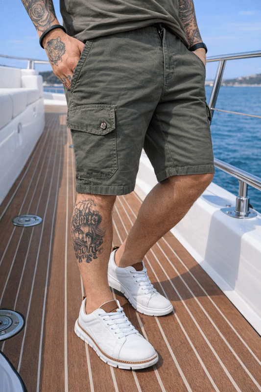 Mens Cargo Shorts Adjustable Hem Side Pocket Five Color