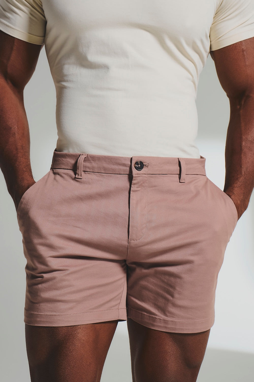 Mens Chino Shorts Slim Fit Stretch Short Inseam Pink